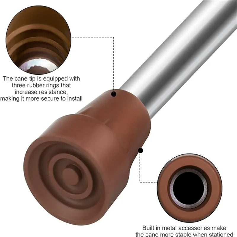 Rubber Trekking Pole Cap Walking Stick Crutch Cane Bottom Pads Cover Ferrule Non-slip Foot Cover Trekking Pole Cane Crutch