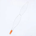 2Pcs Barbecue Grill Net Clip Iron Mesh Nonstick Wooden Handle Outdoor Bbq Tool Fish Grill Basket for Camping Picnic