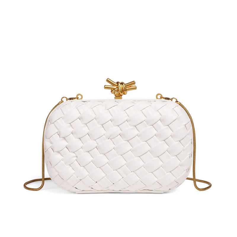 Handwoven Clutch Evening Bag for Women Structured Purse for Wedding Party Date Night Crossbody Bucket Hobo Shoulder Bag Handbag