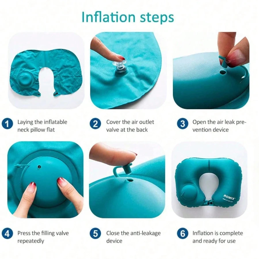 Inflatable Neck Pillow for Traveling, Blow Up Neck Pillows for Air Travel, Travel Pillows, Inflatable U-shaped Pillow