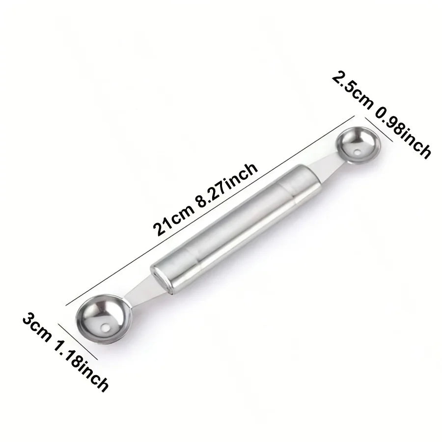 Double Headed Stainless Steel Fruits Spoon Digging Ball Carving Fruits Dual Purpose Spoon Apply to Kitchen Fresh Fruit JXB