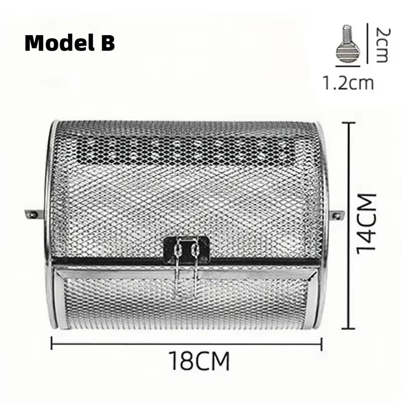 Food Stainless Steel Rotary Baking Cage Rotisserie Basket Oven Round Rack Basket Non-Stick Washable Grill Roaster Kitchen Tools