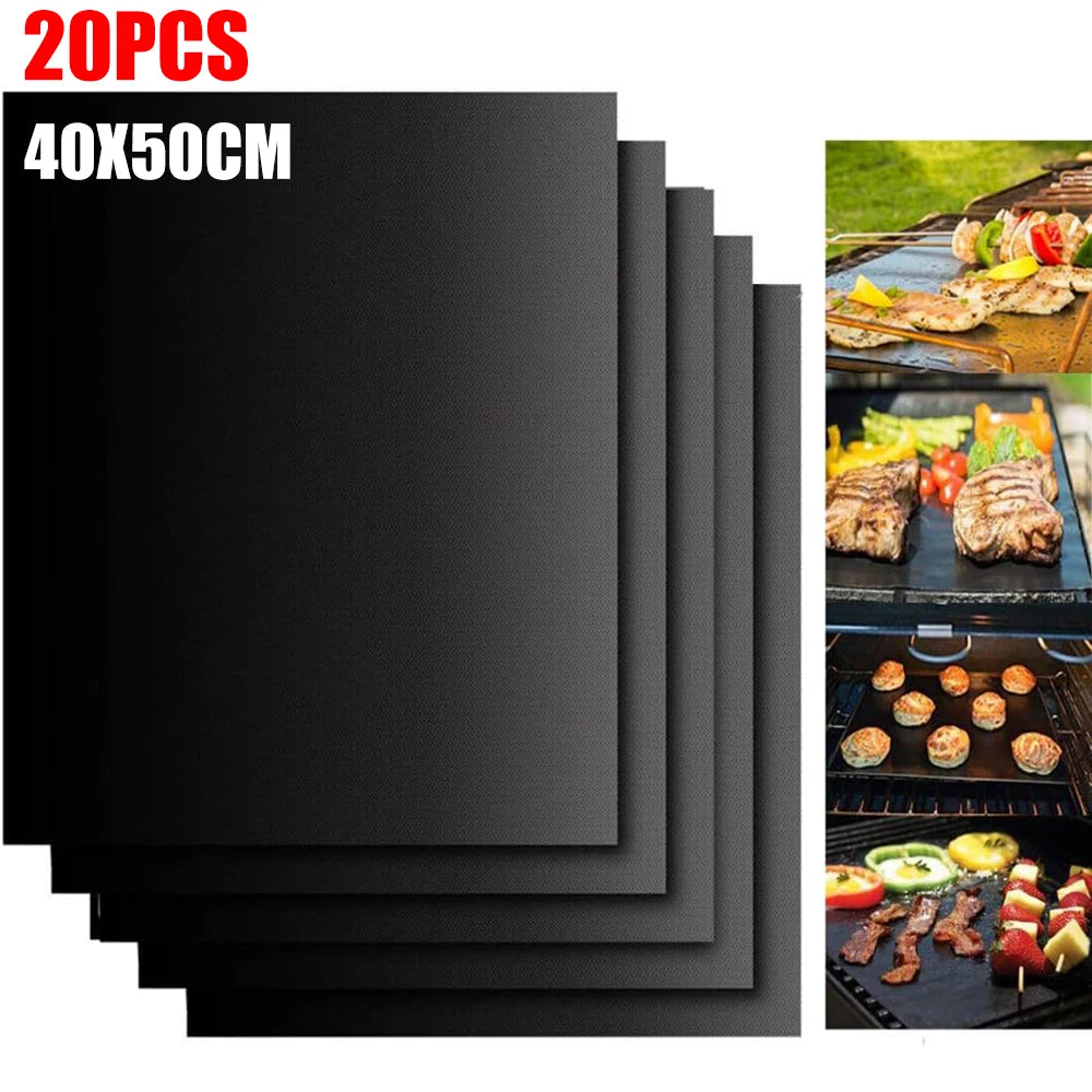 5/20PCS BBQ Grill Mat 40*50cm Baking Mat BBQ Tools Cooking Grilling Sheet Heat Resistance Outdoor Picnic Cooking Barbecue Tool