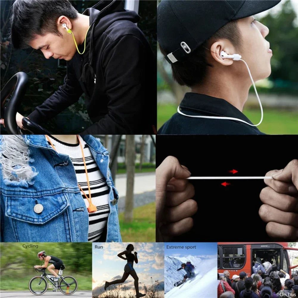 Anti-lost Silicone Headphone Cord Holder Cable Suitable for AirPods 1 2 3 Pro Wireless Bluetooth Headset Neckband Cord Universal