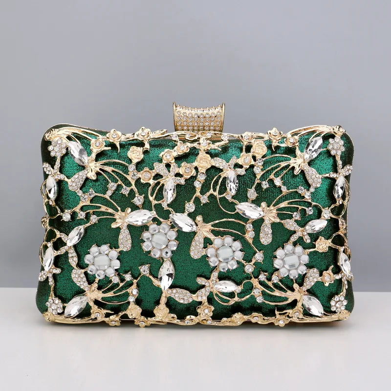 Shinny Glitter Evening Bags Rhinestone Hard-Surface Box Bags Elegant Female Wedding Shoulder Pouch Banquet Party Luxury Purse