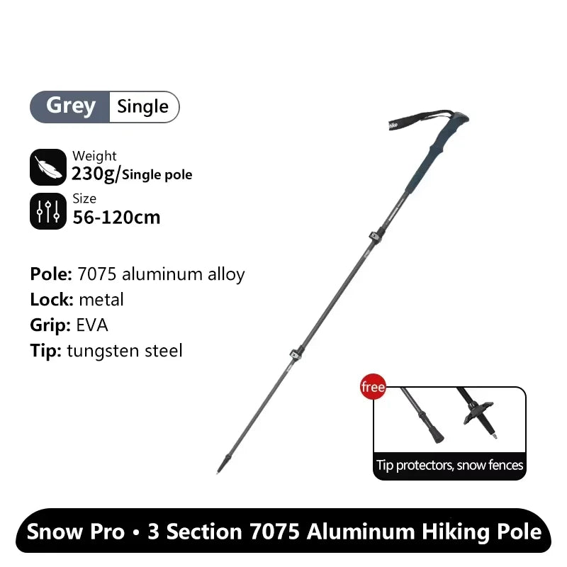 Naturehike ST03 Snow Pro Trekking Poles Outdoor Aluminum Alloy Camping Hiking Cane External Lock Telescopic Climbing Equipment