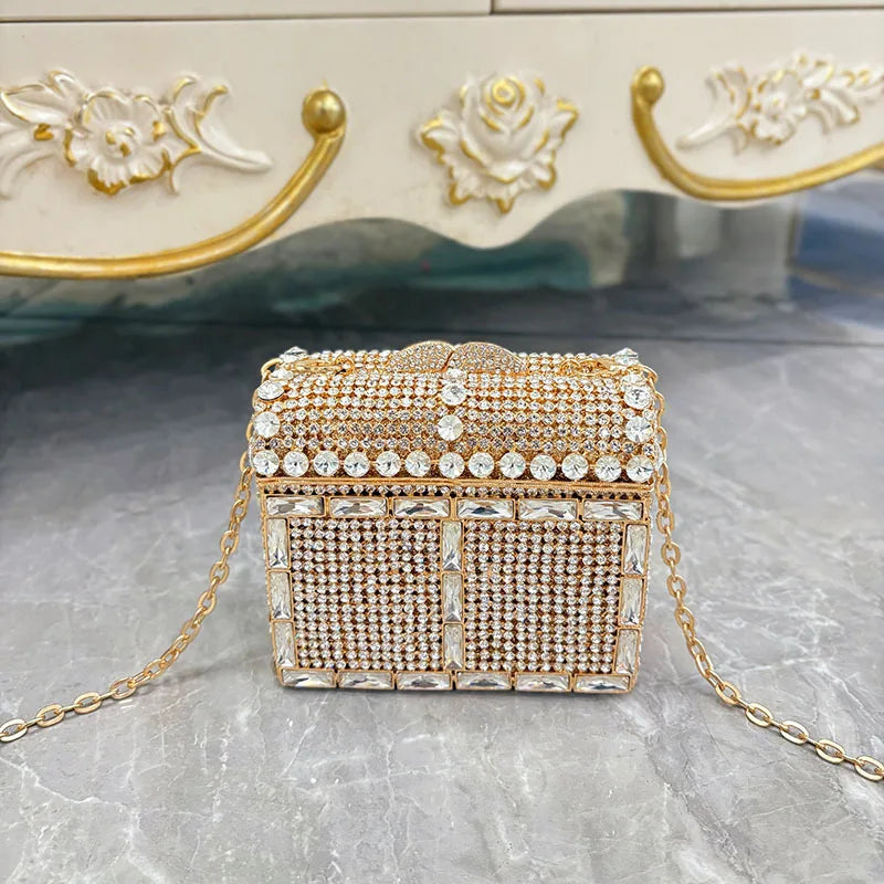 Square Rhinestone Evening Bag Purple/Green Diamond Wedding Clutches Women Crystal Party Purses Mini Handbags