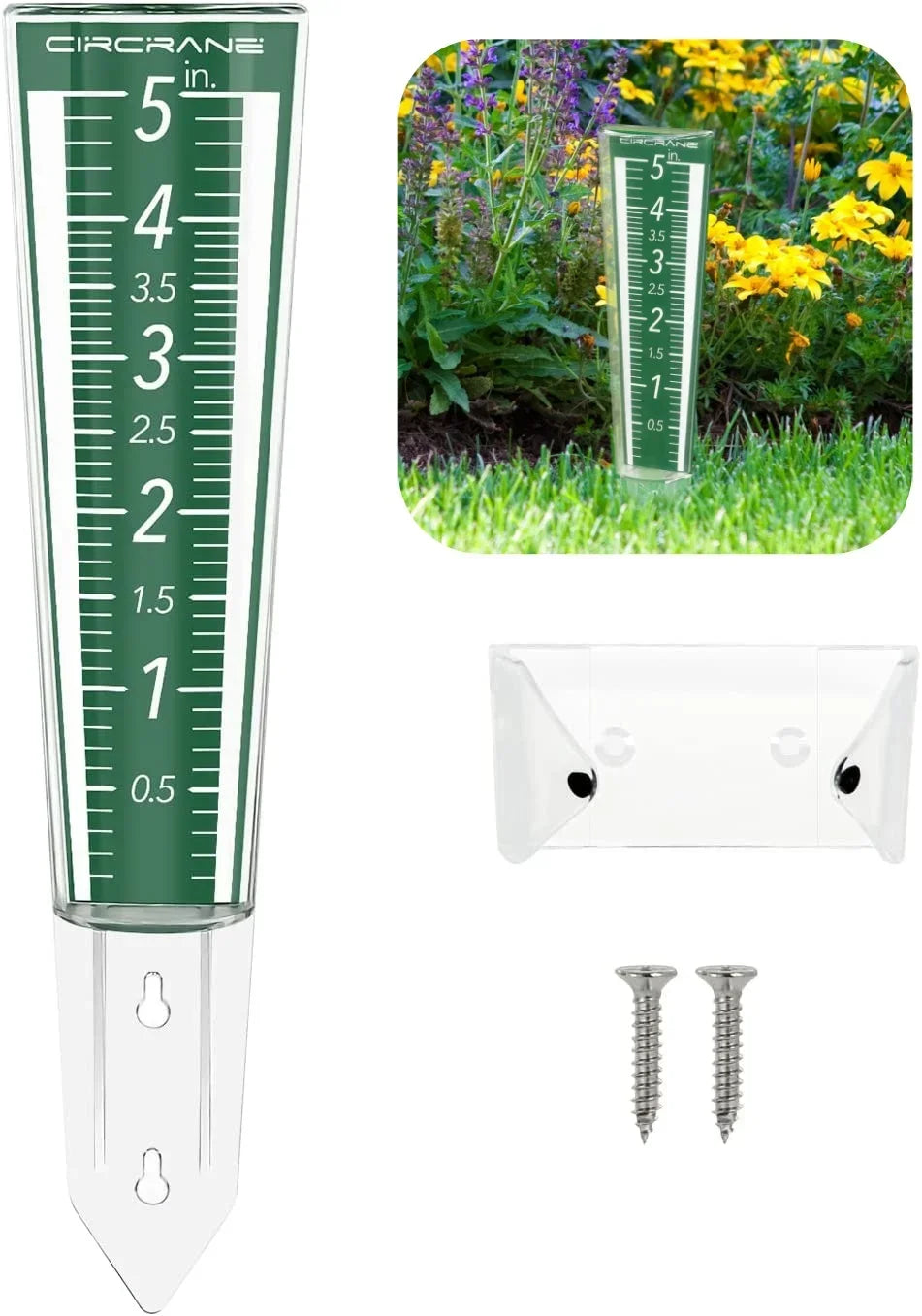 5 Inch Capacity Rain GaugeOutdoor Easy-to-Read Rain Gauge with Magnified Scale and NumbersFor Garden Patio Yard Field Lawn