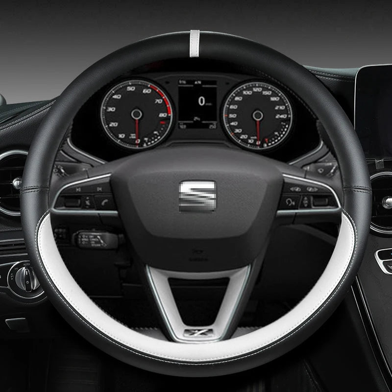 Microfiber Leather Car Steering Wheel Cover Non-Slip 38cm For Seat Tarraco Arona Ateca Ibiza Toledo Mii Leon Arosa Exeo ST FR