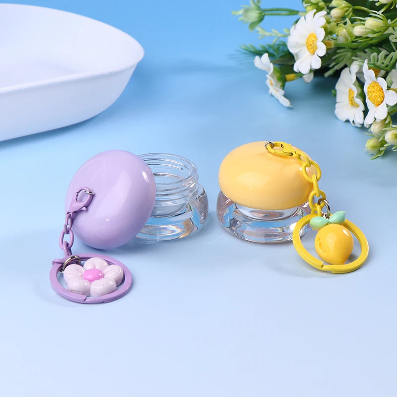 1Pcs 5g Mini Empty Plastic Lip Mask Jars With Keychain Pendant Lip Balm Cans Cream Lip Balm Containers Lipstick Makeup Container