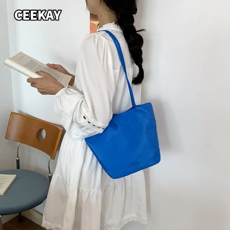 CEEKAY Women's Tote Bag Red Nylon Large Capacity Shoulder Handbag Zipper Closure Daily Commute Casual Lightweight Style