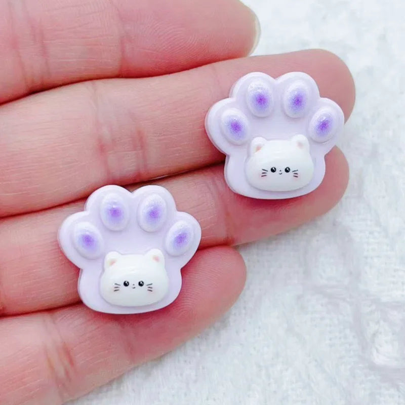 10pcs Cartoon Cute Cat Claw Resin Patch Creative Water Cup Decoration Phone Case Refrigerator Adhesive Material