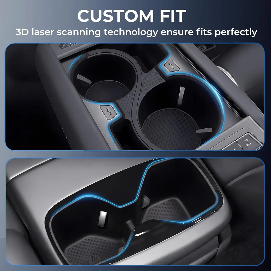 Cup Holder Inserts for KIA EV9 2024-2026 Land/GT-Line/GT TPE Center Console Front Rear Cup Holder Liner Protector  Accessories