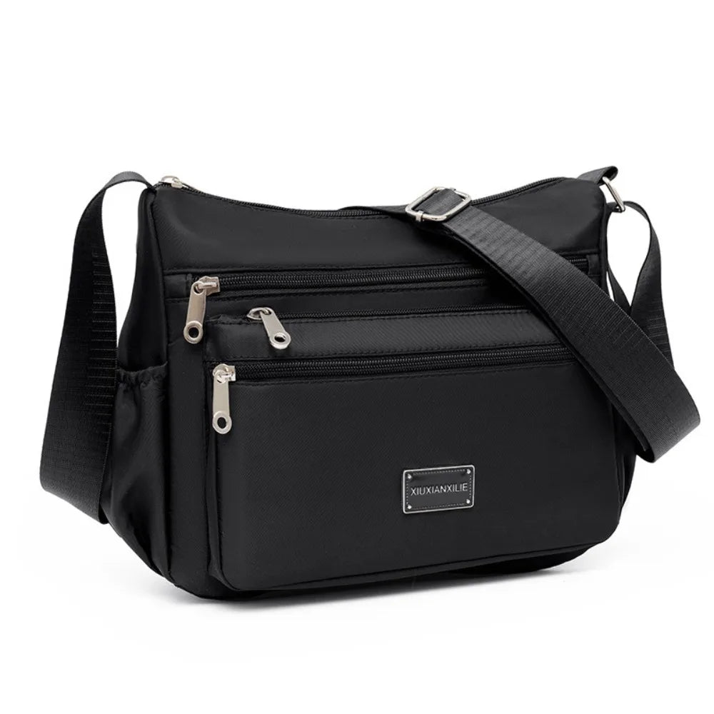 Portable Nylon Messenger Bags Large Capacity Casual Crossbody Pack Solid Color Waterproof Tote Bags Women Girls