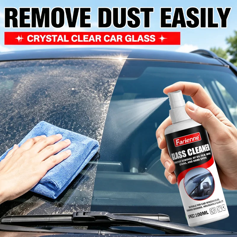 KJM Car Glass Cleaner Spray 100ml Windshield Oil Film Water Spot Remover Streak Free Auto Window Cleaning Liquid