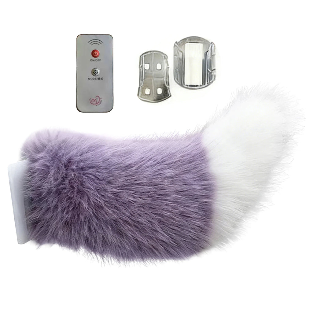 Remote Control Electric Wagging Fox Tail for Scooter Plush Faux Fur Car Rear Decoration Moving Animal Tail Accessory