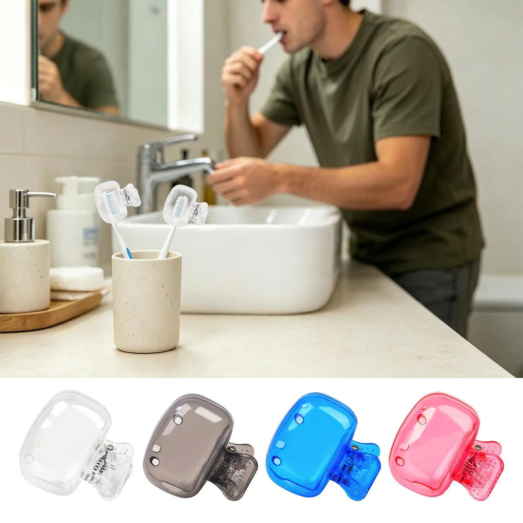 Portable Toothbrush Cover Clip On Dustproof Protector Toothbrush Cap for Travel Camping Hotel Home Bathroom Hygiene Cover