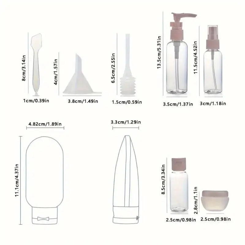 Refillable Travel Bottle Set Leak-Proof Containers for Perfume Lotion Shower Gel and Shampoo Portable Cosmetic Storage
