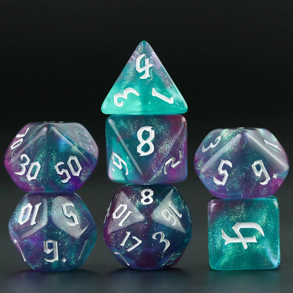 Iridescent Glitter RPG Polyhedral Dice Set for DND Game Dungeon and Dragons Table Board Roll Playing Games
