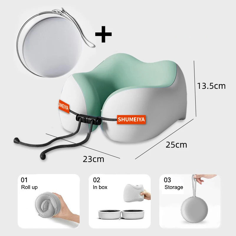 1Pc/Set Travel Memory Cotton U-shaped Pillow - Soft Washable Portable Neck Support for Airplane Spine Care & Travel Rest