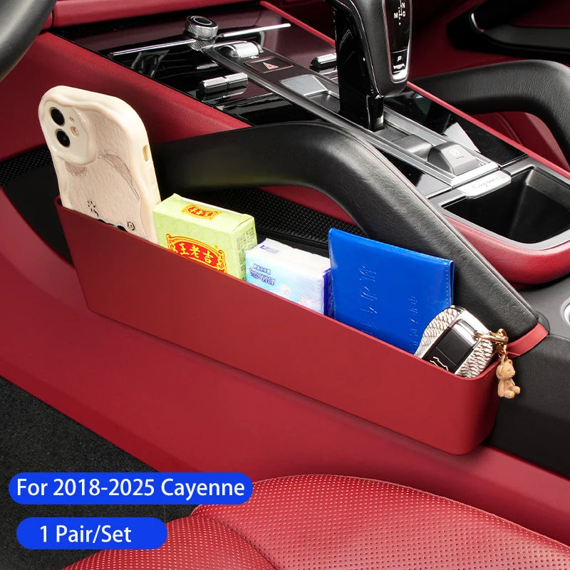 2PCS Center Console Storage Box For Porsche Cayenne 2018-2025 Car Central Control Gap Phone Key Holder Organizer Accessoriess