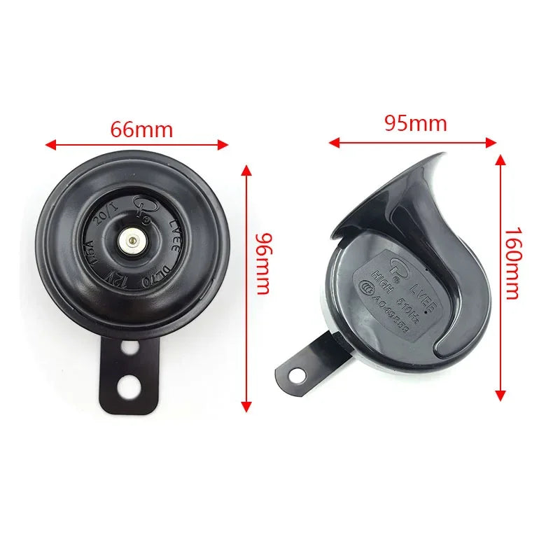 Universal Motorcycle Horn 12V 48V 60V E-Bikes Motorcycle Electric Horn Kits Waterproof Round Loud Horn Speaker