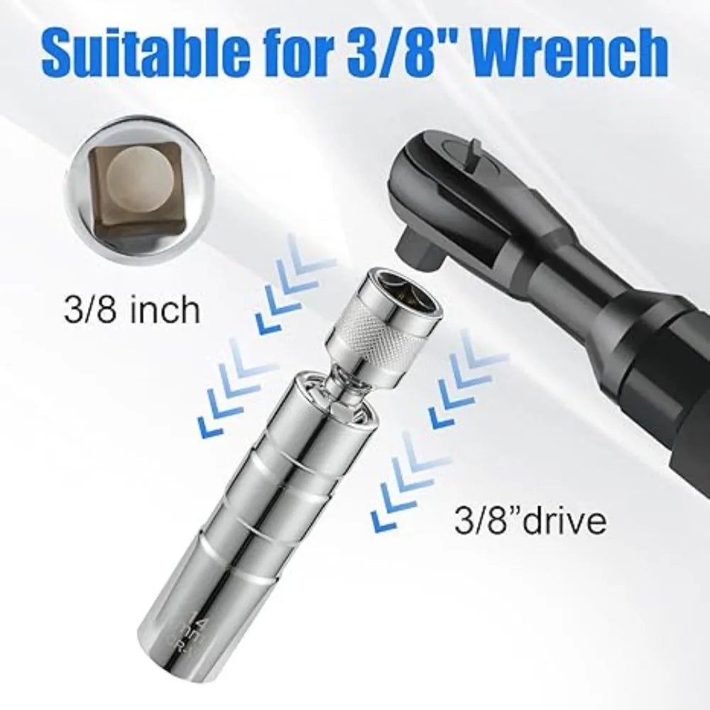 1-4Pcs 14mm 16mm Magnetic Swivel Spark Plug Thin Wall Socket with Magnetic Design 12 Point Wall Ignition Plug Removal Tool
