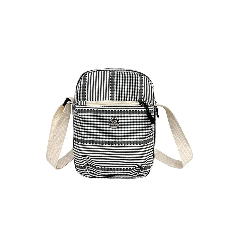 Plaid Nylon Crossbody Bag for Women Casual Shoulder Bag for Daily Commute Travel Multifunctional Ladies Crossbody Change Bag