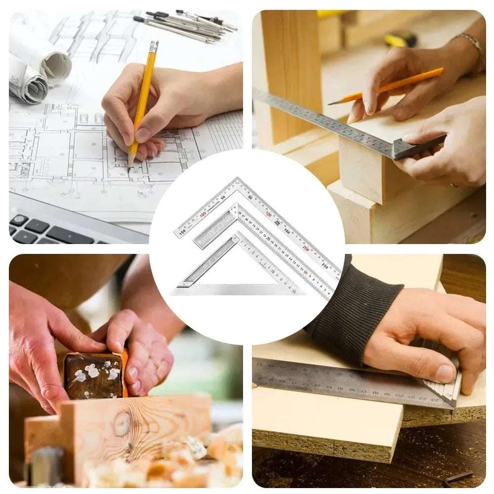 Aluminum Alloy Square Ruler Right Angle 90 Turning Ruler Woodworking Ruler Steel Turning Ruler Measuring Tools Gauge