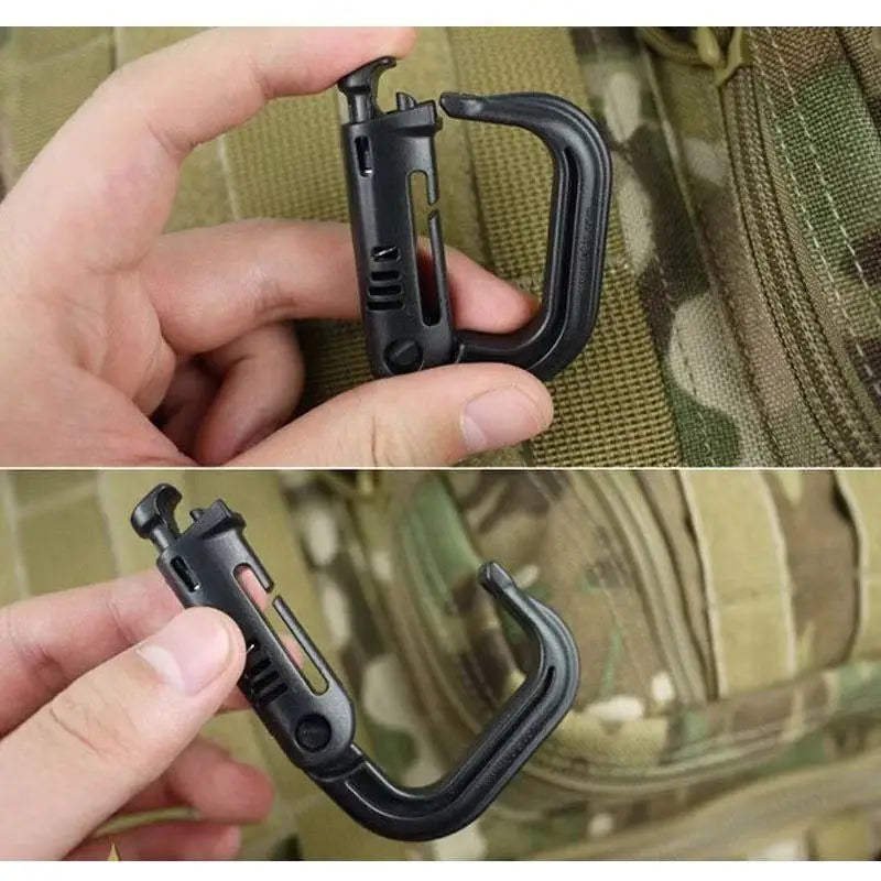 Tactical D Locking Ring Buckle Outdoor MOLLE Carabiner Plastic Clip Snap Type Tactical Vest Bag Connection Point Fastener