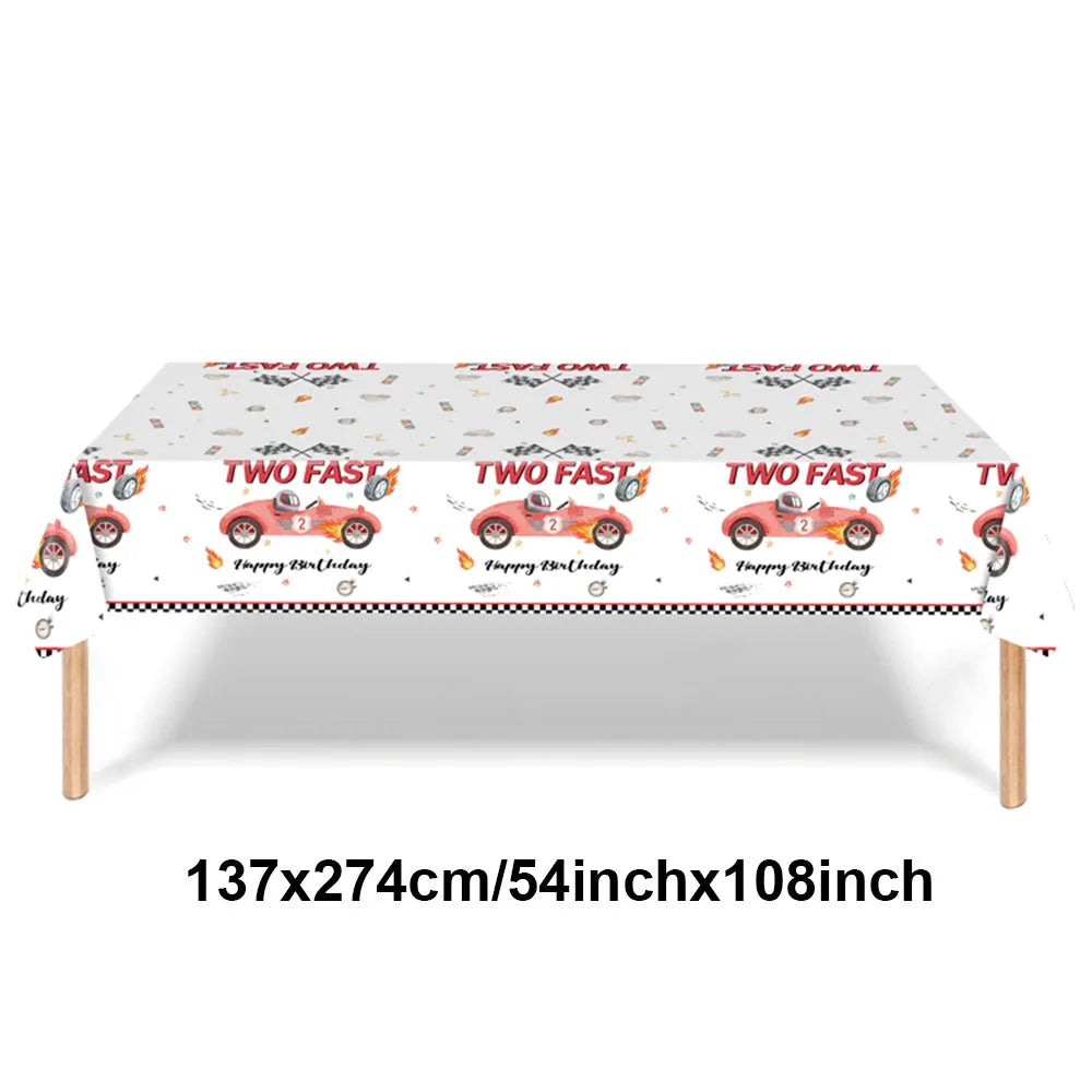 Race Car Theme Tablecloths Black White Checkered Rectangular Plastic Table Cover Racing Car Birthday Party Decorations Supplies