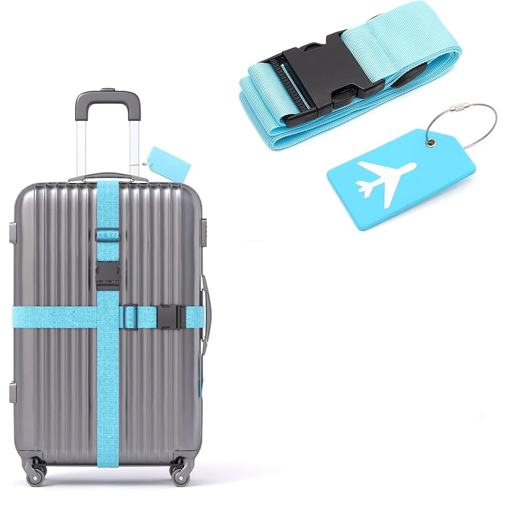 Luggage Strap Set with Luggage Tag Multiple Colors of Luggage Straps Suitable for Various Types of Luggage Suitable for Travel