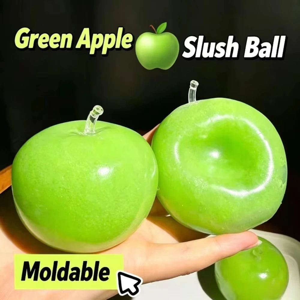 Green Apple Slushie Squishy Fidget Toy Crunchy Moldable Non-Bounce Sensory ADHD Stress Reliever Medium Grip Strength Slow Rising
