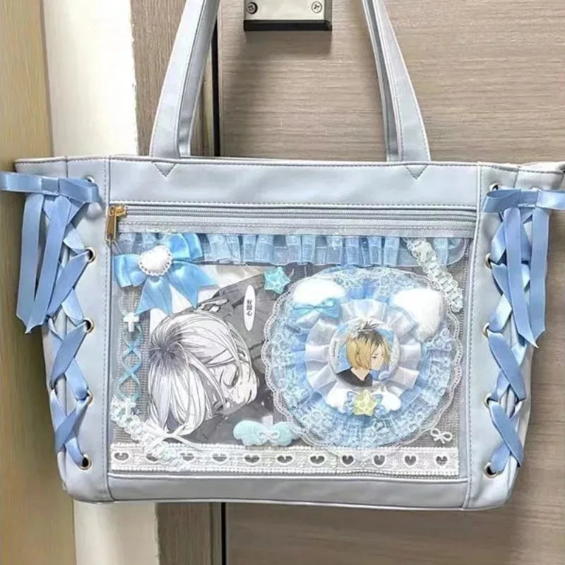 Jk Elegant and lovely leisure Ita bag Women's shoulder bag Leather sweet lolita Japanese transparent fashion handbag