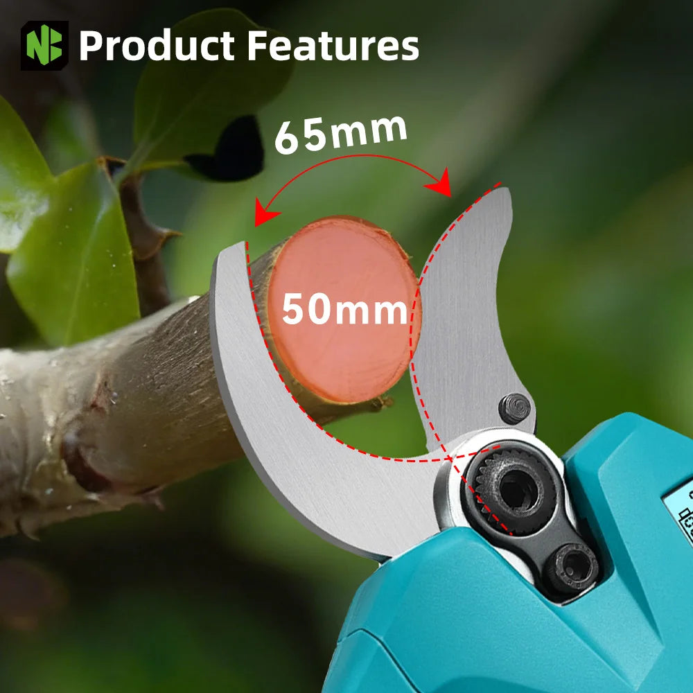 NEWBENY 65MM Cordless Electric Pruning Shears 2 Gears Handheld Scissors Tree Branches Cutting Power Tools For Makita Battery Pin