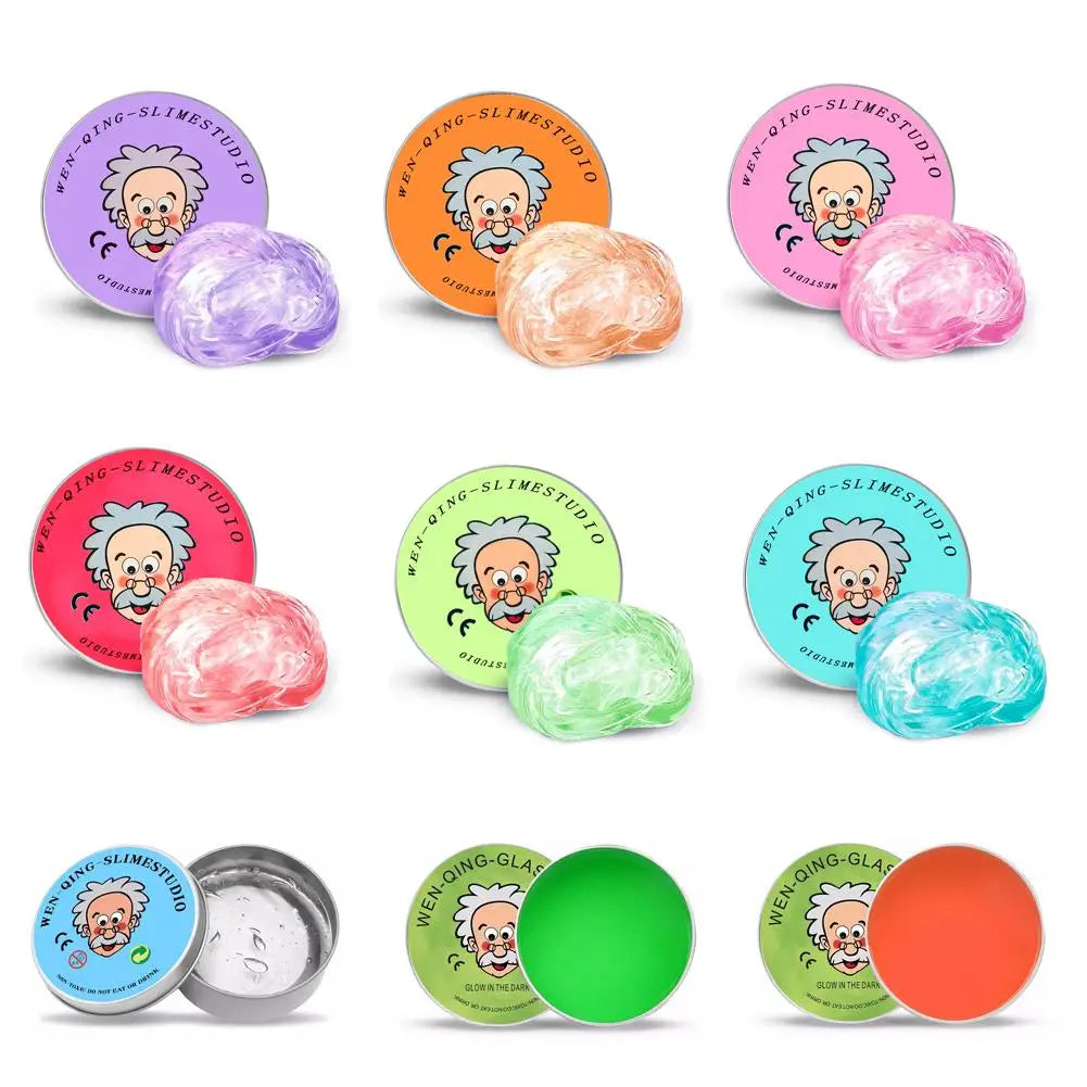 9 Colors Lab Putty Crystal Clear Glass (1 Pack) Best Thinking Smart Crazy Stress Putty with Tin, Sensory & Bouncing Toy