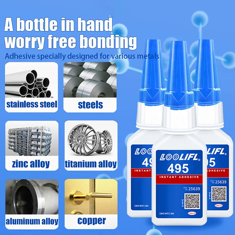 Loctite 495 Super Glue Fast Drying Clear CA Adhesive for Metal Plastic Wood Ceramic Glass - All-Purpose DIY Repair Liquid