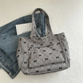 Large Capacity Corduroy Casual Tote Bags For Ladies, Casual Bow Pattern Commuting Handbags Women's For Shopping