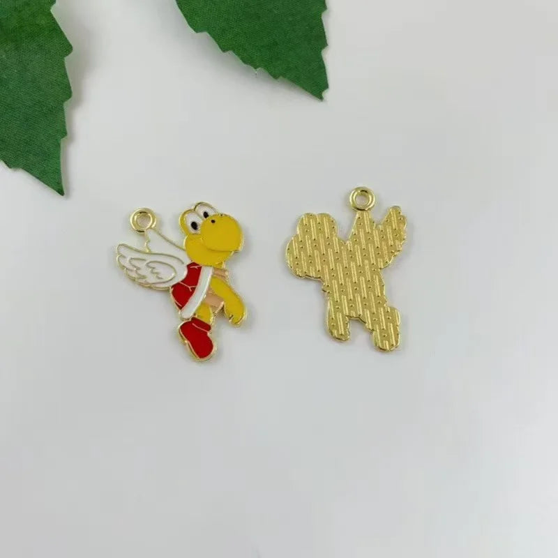 10 pieces/batch of cute cartoon enamel pendants, used for DIY earring jewelry making bracelets earrings handmade accessories