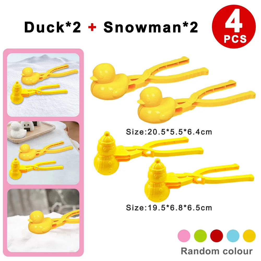 4pcs Cute Bear Duck Snowball Clip Snow Clay Ball Maker Creative Snowballs Mold Snow Shovel for Kids Outdoor Sports Snow Toys