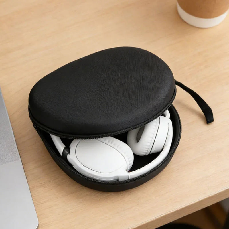Headphone Storage Case 1Pc Black EVA Hard Shell Shockproof Portable Carrying Bag for Over Ear Headphones Cable USB Accessories