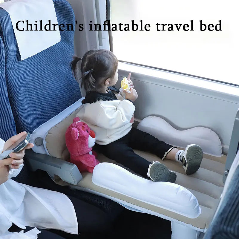 Infant Inflatable Mattress Kids Car Rear Car Mat Foldable Airplane Mattress Outdoor Travel Thickened Flocking Air Mattress