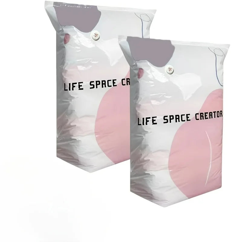 2pcs Pump Free Hand Roll Vacuum Compression Bags,Space Saving Sealed Storage Bags for Bedding Garments Bedroom Closet Organizing
