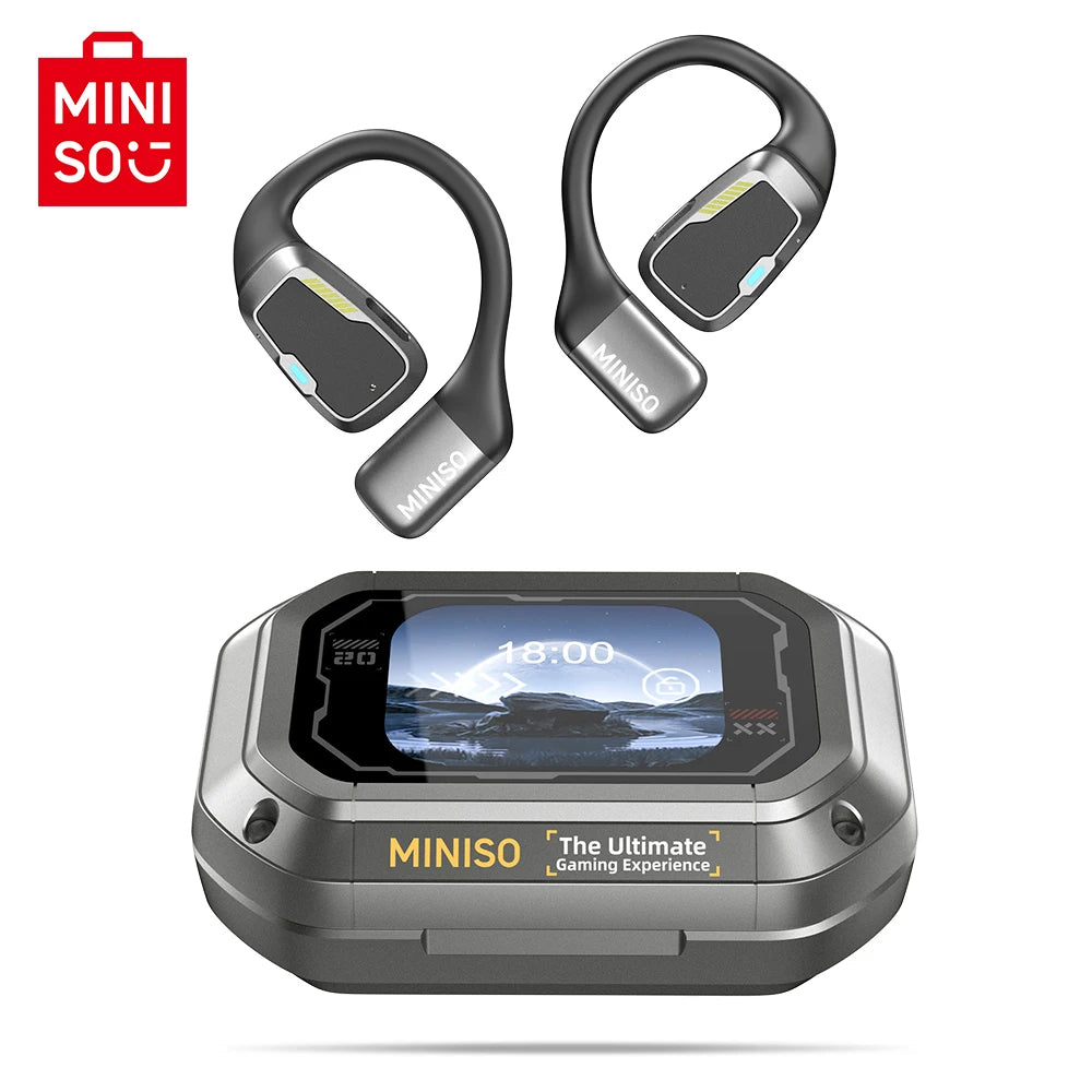 AI MINISO M98 Wireless Headphones OWS Sports Bluetooth Earphones Gaming Headset AI Translator Earbuds APP LCD Touch Screen IPX5