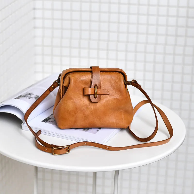 Fashion Genuine Leather Mini Ladies Shoulder Bag Natural First Layer Cowhide Women's Weekend Party Green Small Crossbody Bag
