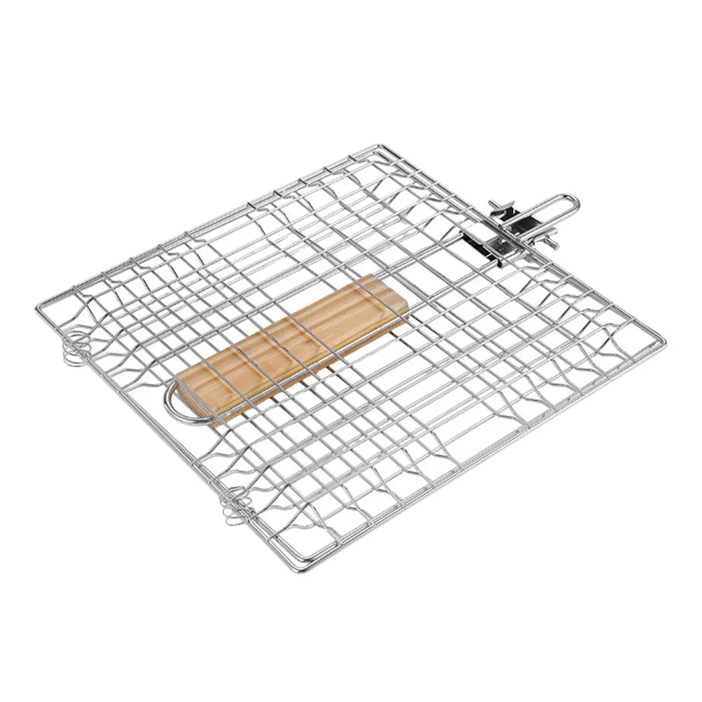 Stainless Steel Fish Grilling Rack Heat-Resistant Bbq Grill Basket Camping Picnic Outdoor Barbecue Meat Vegetable Grill Mesh