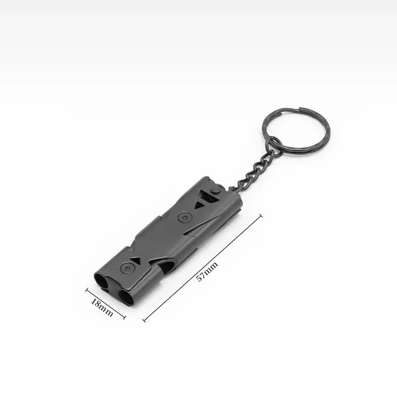 150DB Double Tube High-frequency High Survival Whistle Decibel Outdoor Steel Metal Rescue Survie Accessories Hiking Tool Travel