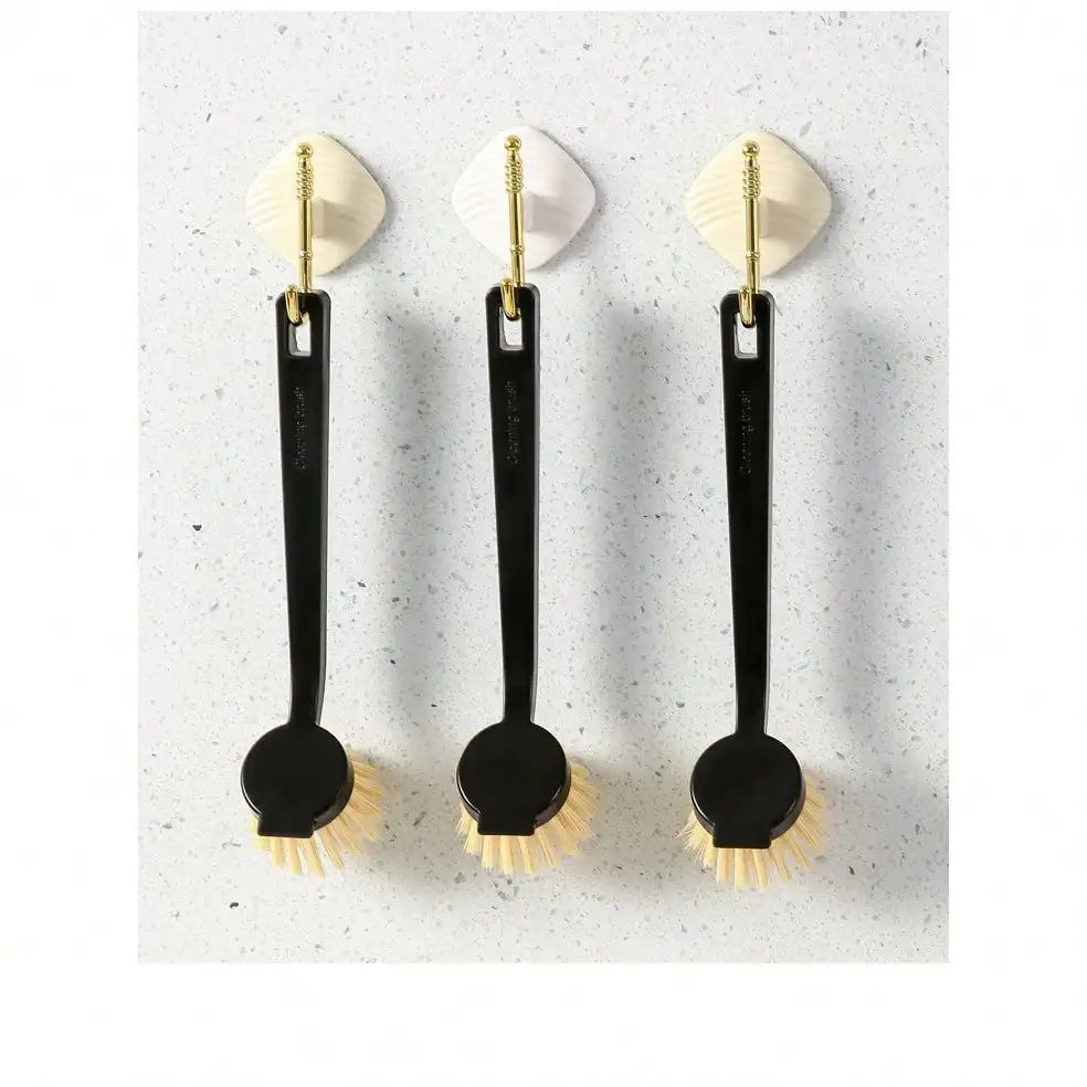 Durable Fiber Bristles Heavy-Duty Kitchen Scrub Brush Comfort Grip Long Handle Dish Cleaning Wand For Tough Grease Versatile Scrubber For Pots Pans