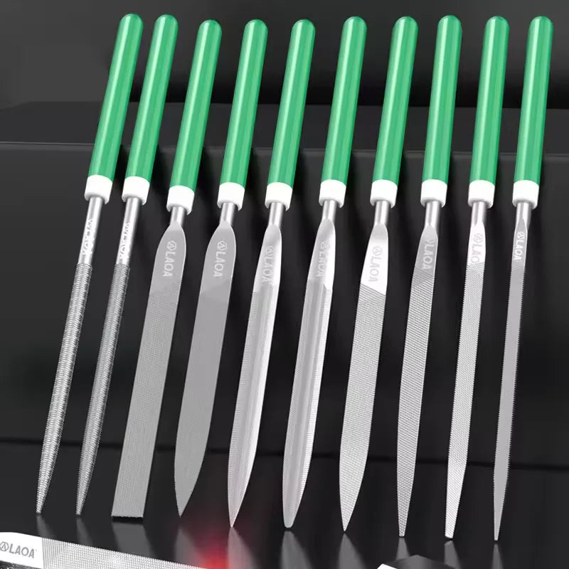 LAOA 6/10pcs Mini File Sets Metal Grinding Flat File Round Square Hand Sanding Tool
