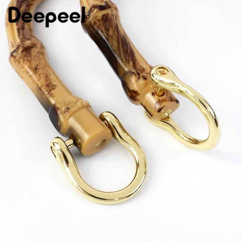 1-5Pcs Deepeel 9/10/12cm Imitation Bamboo Handle for Handbag Purse Kiss Clasp Wallet Woven Bags Handles DIY Crafts Accessories
